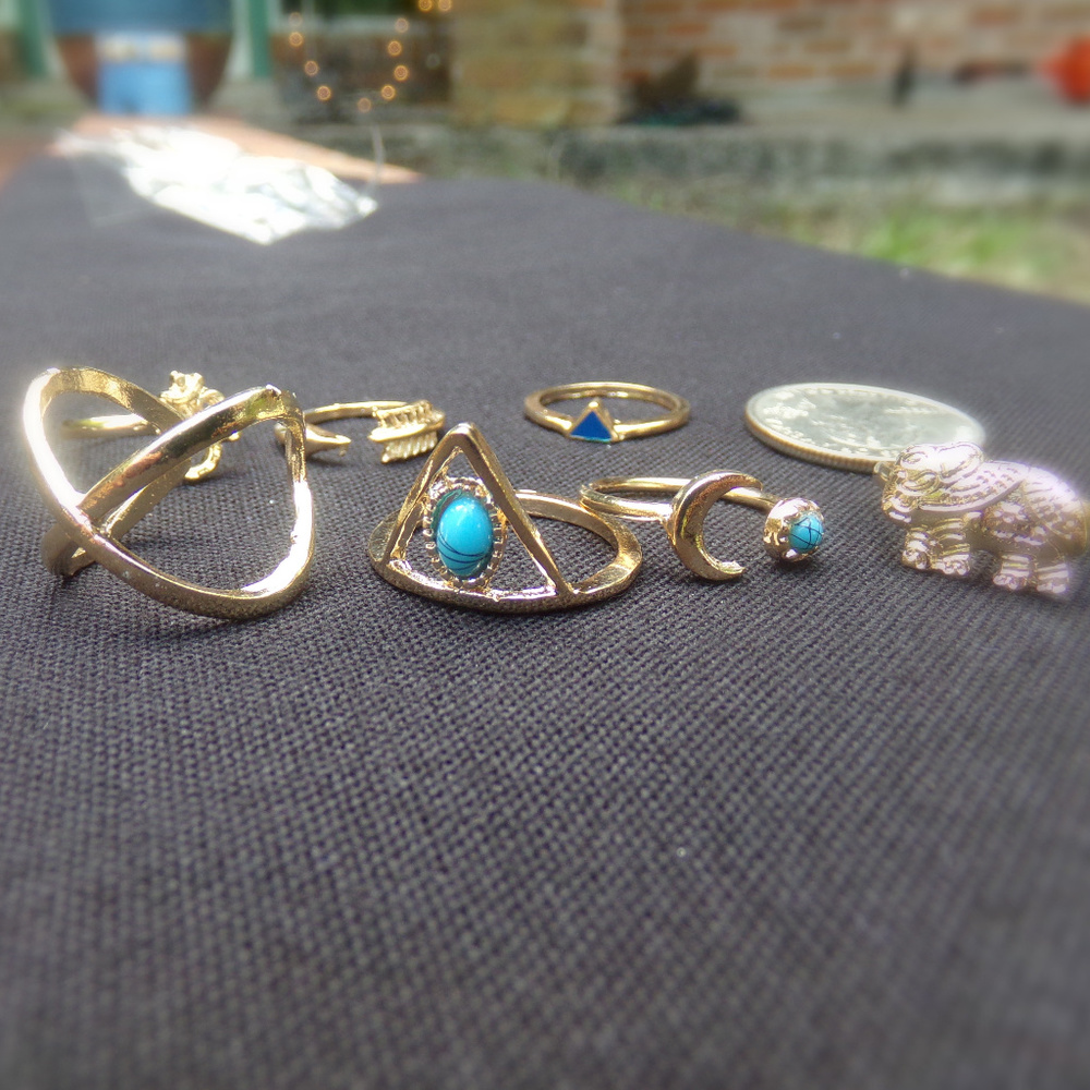 7pc Boho Festival Ring Set